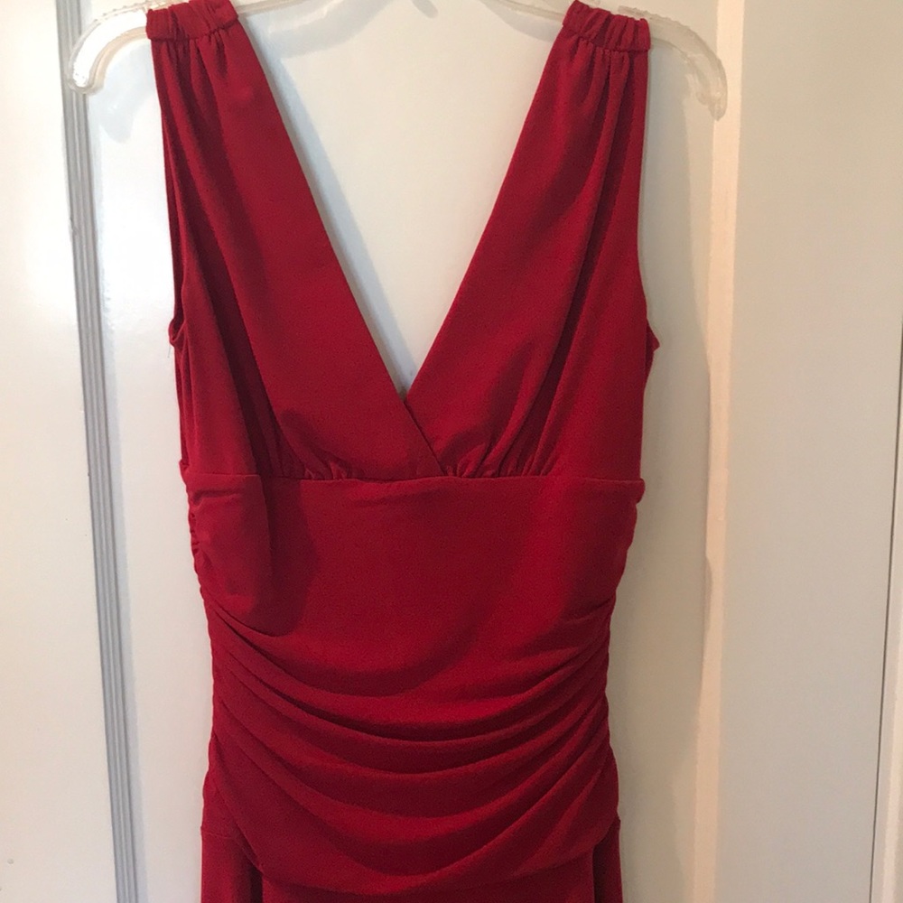 Red Ruched Waist Dress - Picture 2 of 3